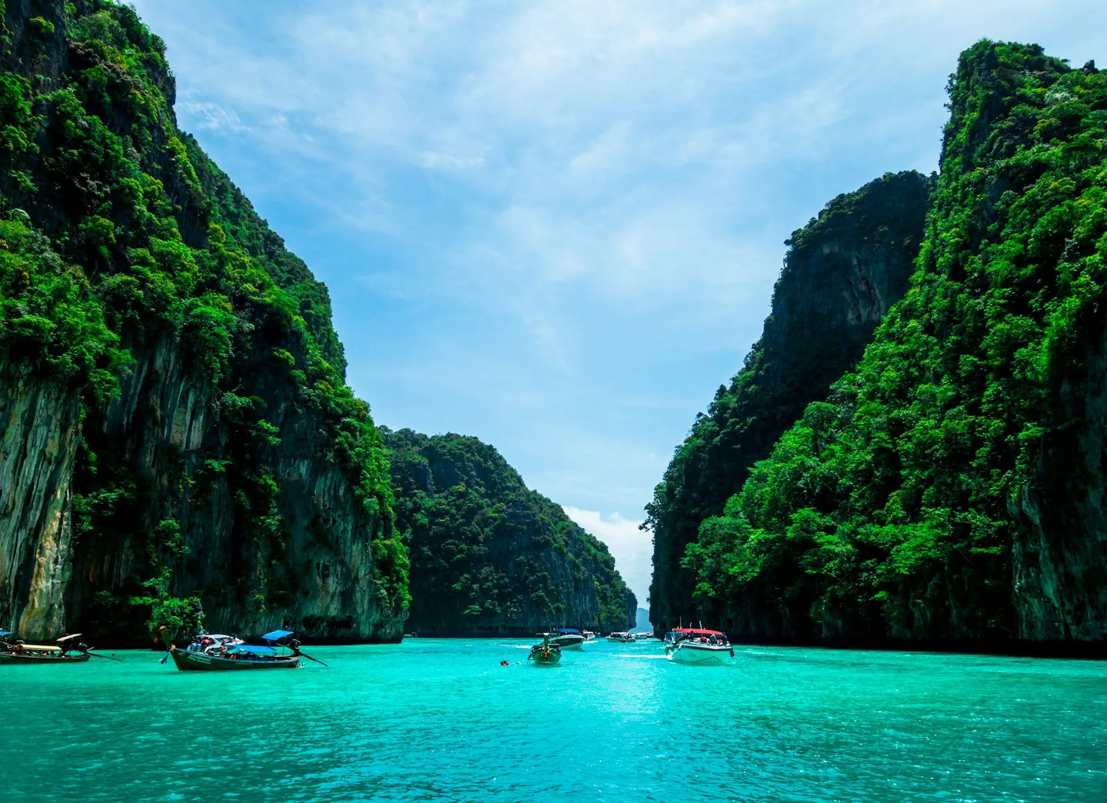 Tropical beach and limestone cliffs on Phuket's west coast