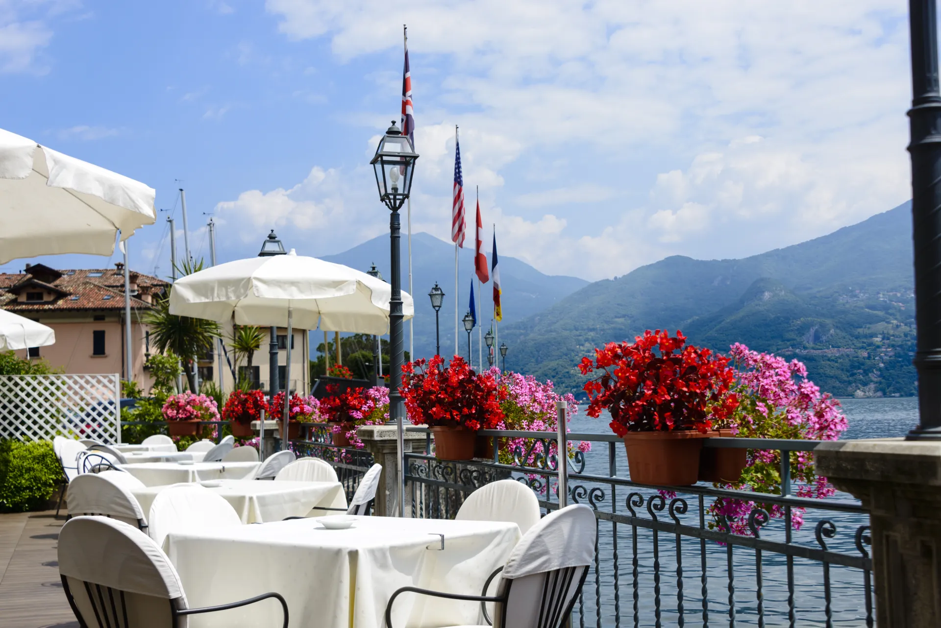 Lakeside restaurant terrace on Lake Como