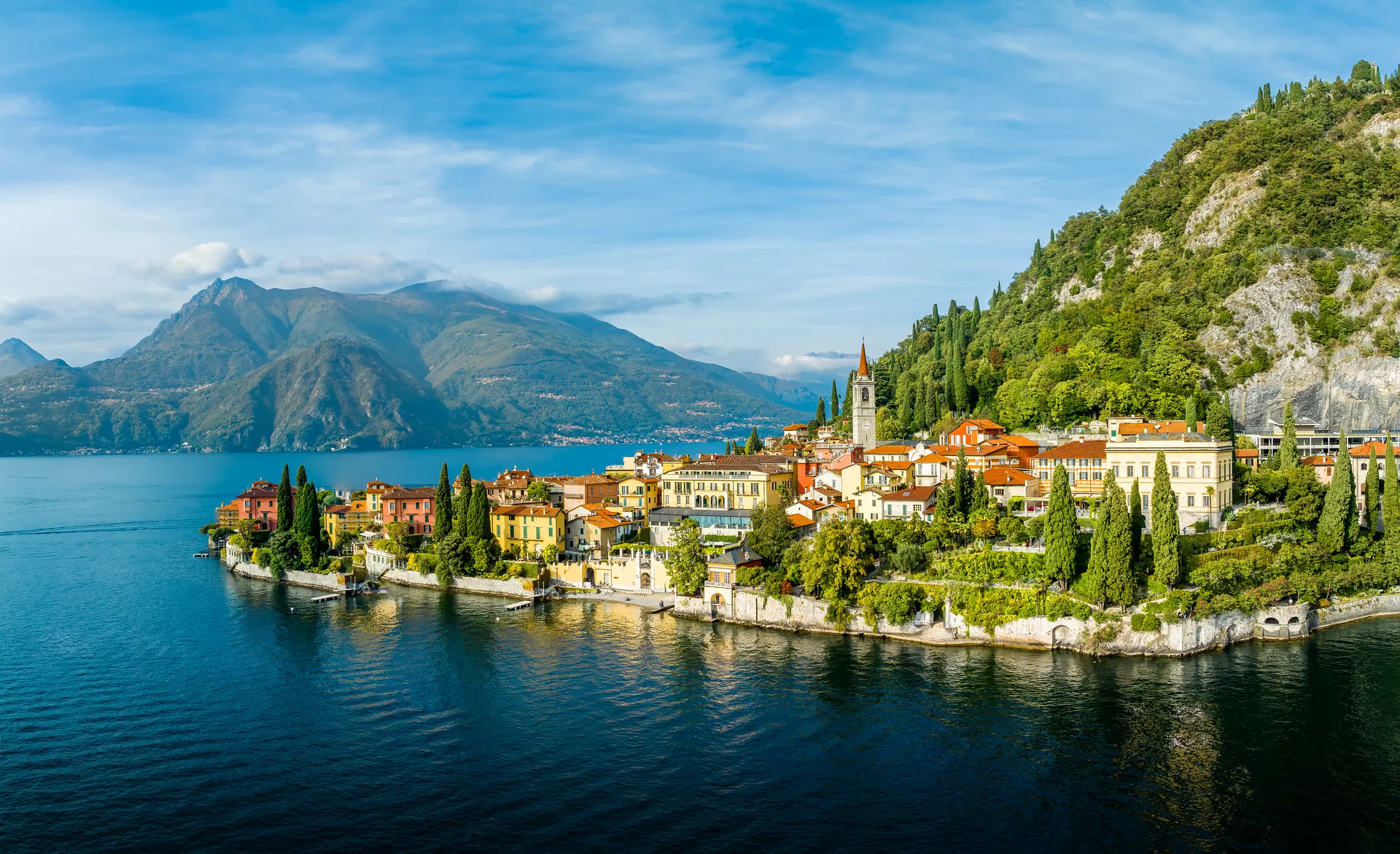 Varenna seen from the water on the eastern shore of Lake Como