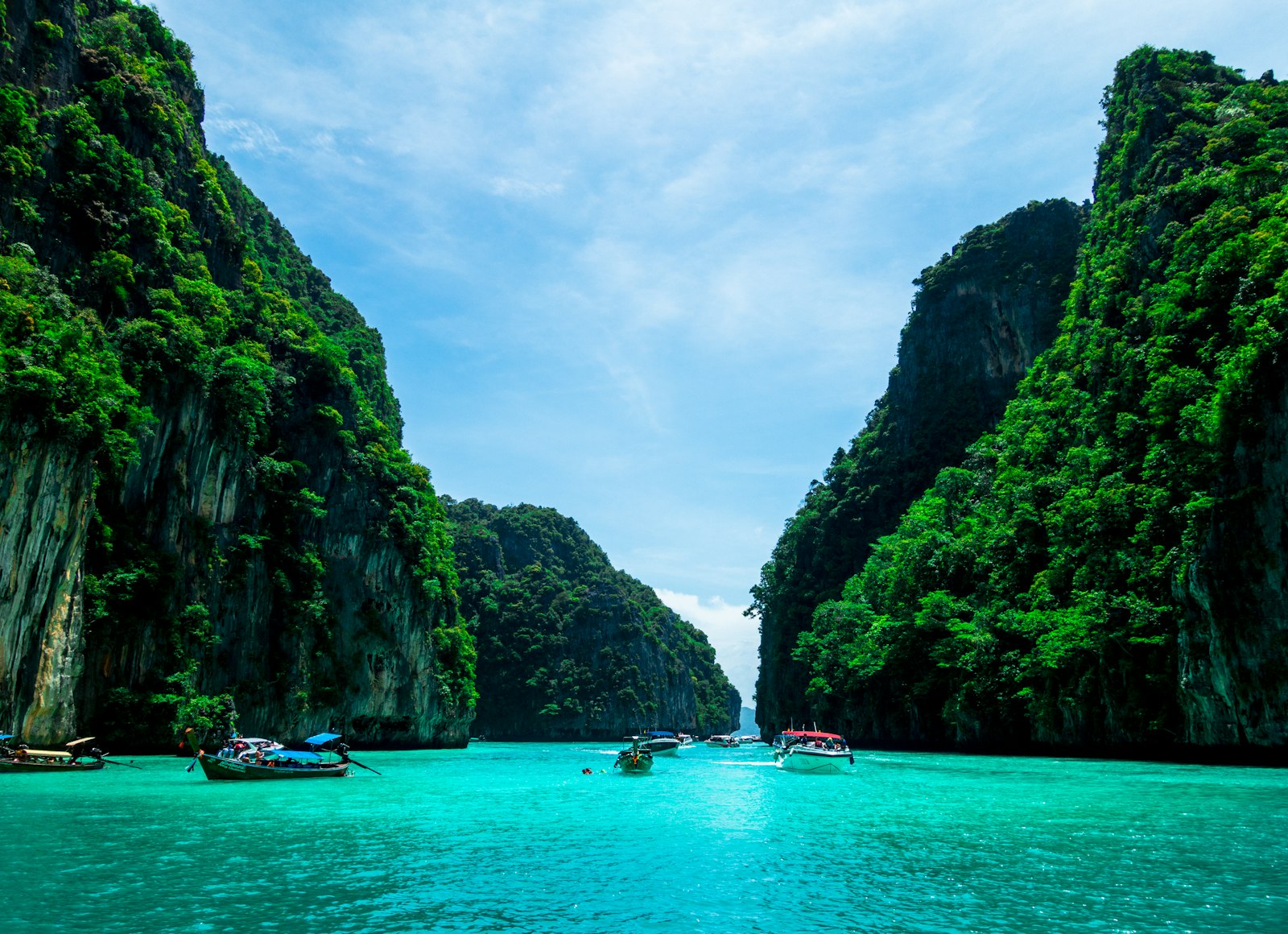 Tropical beach and limestone cliffs on Phuket's west coast